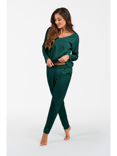 Karina Women's Long-Sleeved Tracksuit, Long Pants - Green