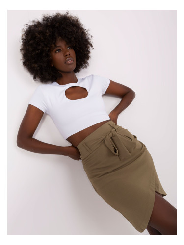 Asymmetrical khaki miniskirt