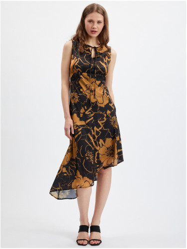 Orsay Brown & Black Women's Satin Dress - Ladies