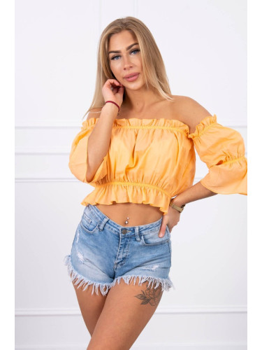 Peach blouse without shoulders