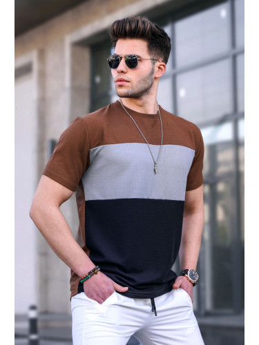 Madmext Men's Color Blocked Brown T-Shirt 5826