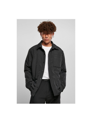 Padded nylon shirt jacket black