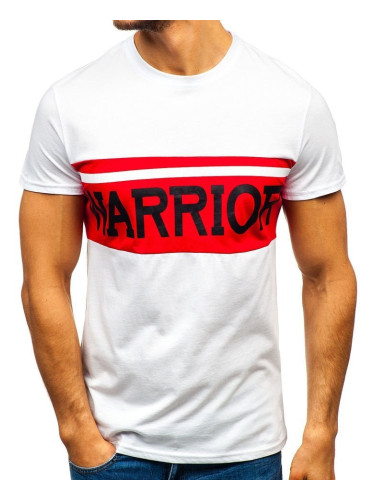 Men's T-shirt with print "Warrior" 100701 - white,