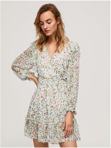 Creamy Women's Floral Short Dress with Ruffle Pepe Jeans Dina