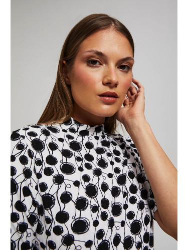 Marisse Patterned Blouse With A Turtleneck, Pearl