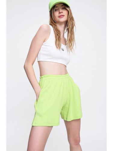 Trend Alaçatı Stili Women's Pistachio Green Cotton Bermuda Shorts