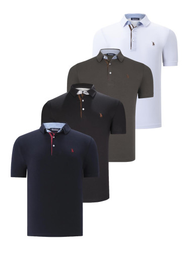 QUAD SET T8582 DEWBERRY MENS T-SHIRT-BLACK-WHITE-NAVY BLUE-KHAKI