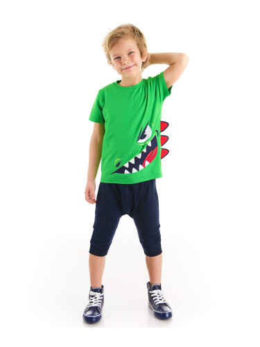 Denokids Naughty Boys Green T-shirt Capri Shorts Set