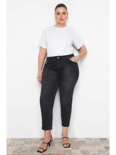 Trendyol крива черен висока талия мама дънки