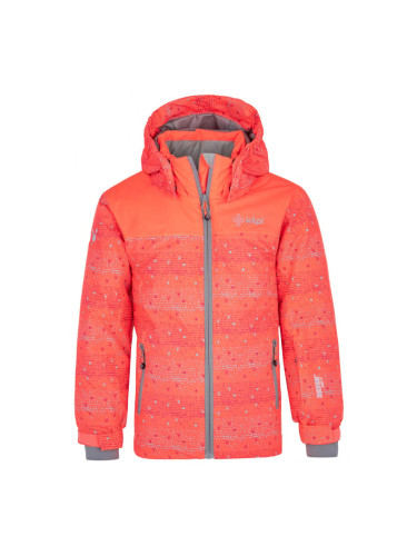 Orange-pink girls' patterned ski jacket Kilpi Jenova
