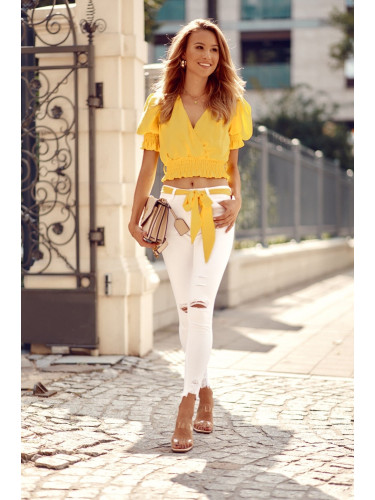 Yellow short blouse with belt