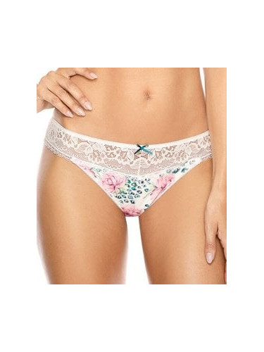 Daisy Women's Thongs with Delicate Lace - Cream
