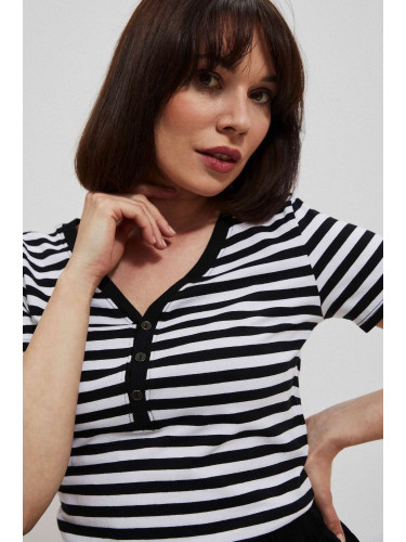 Marisse Black Striped Cotton Blouse