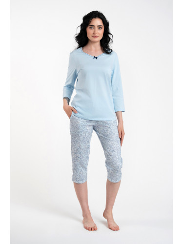 Salli women's pyjamas 3/4 sleeve, 3/4 legs - blue/duk blue