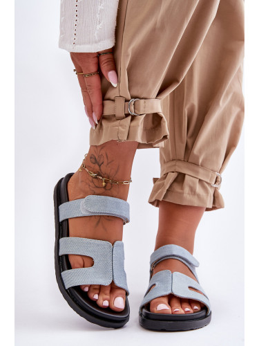 Boto Кожени класически дамски чехли с велкро кафяви Amedon