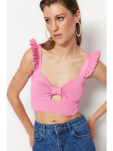 Trendyol Pink Crop Knitwear Window/Cut Out Detailed Bustier