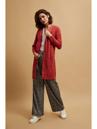 Marisse Long Raspberry Cardigan