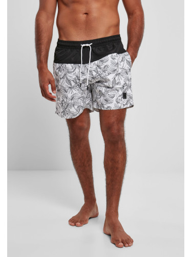 Jungle pattern low-cut swim shorts/black