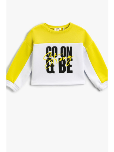 Koton Slogan Printed Color Block Sweatshirt