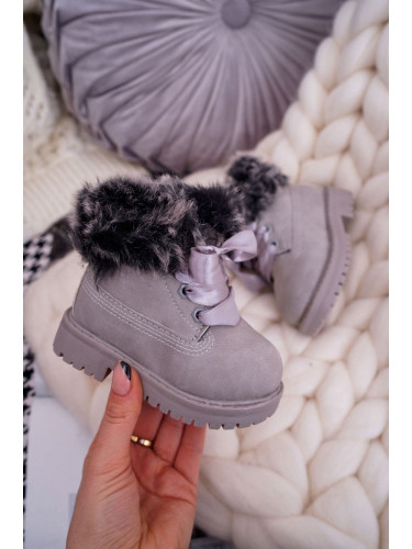 Boto Детски Боти Trapper Ботуши Топли С Косма Сиви Tesoro