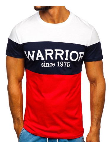 Men's T-shirt with print "WARRIOR" 100693 - red,