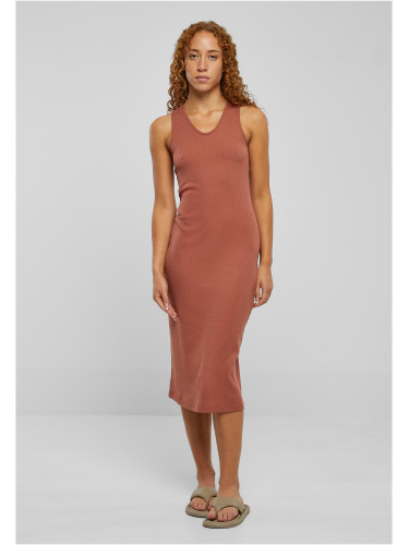 Women's sleeveless terracotta midi dress