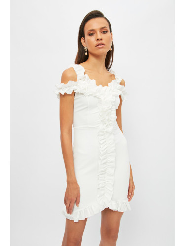 Trendyol Ecru Neck Detailed Dress