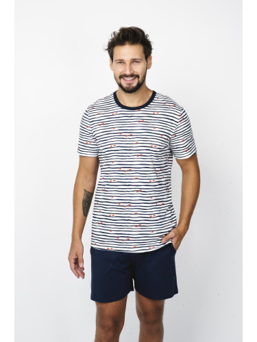Men's Pampjamas Corfu, Short Sleeves, Shorts - Print/Navy Blue