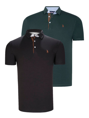 DUAL SET T8582 DEWBERRY MENS T-SHIRT-BLACK-GREEN