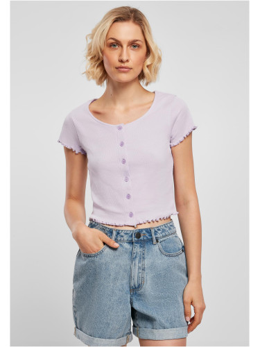 Women's T-shirt with button fastening in lilac