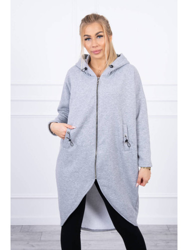 Long insulated sweatshirt in gray color