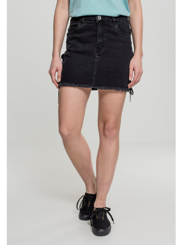 Women's denim lace-up skirt black washed
