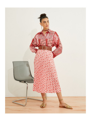 Koton Pleated Midi Skirt Floral