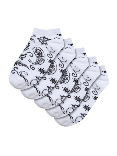 Bandana Pattern No Show Socks 5-Pack white