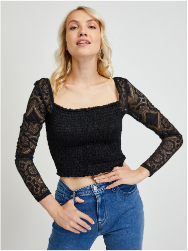 Black women's top with lace sleeves Guess