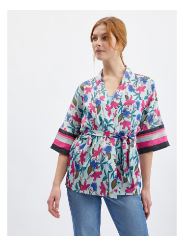 Orsay Light Blue Women Floral Kimono - Women