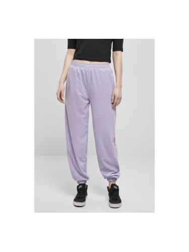 Women's balloon velvet trousers with a high waist lavender