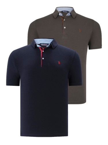 DUAL SET T8582 DEWBERRY MENS T-SHIRT-NAVY BLUE-KHAKI