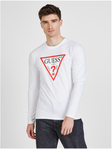 Бяла мъжка тениска Guess - мъже