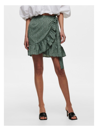 Green polka dot short wrap skirt with ruffle ONLY Olivia