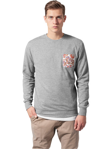 Contrasting Crewneck Pocket Grey/Floral