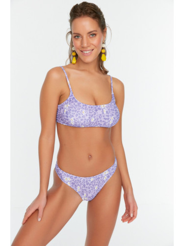 Модерен люляк и маргаритка шарени бикини дъна