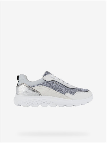 Grey-and-white women's leather sneakers Geox Spherica