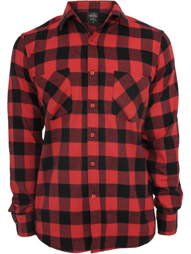 Boys' plaid flannel shirt black/red