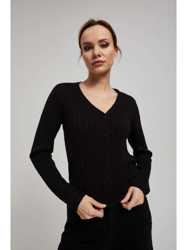 Marisse Black Sweater Decorated With Metallic Thread