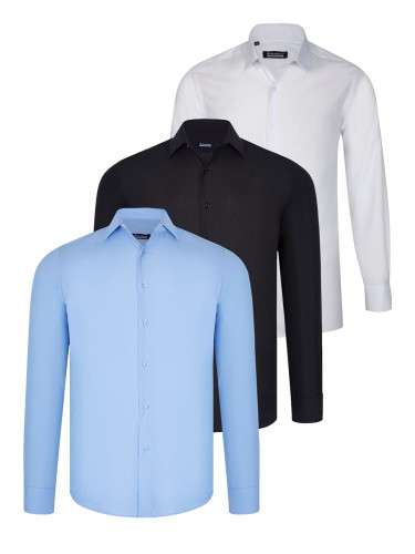TRIPLE SET G726 DEWBERRY SHIRT-BLACK-WHITE-BLUE