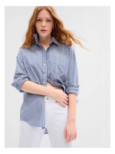 Blue Women's Striped Oversize Shirt GAP