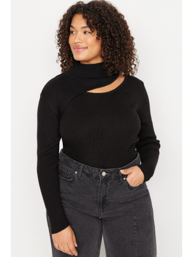 Trendyol Curve Black Detachable Collar Thin Knitwear Sweater