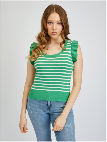 Orsay White Green Women Striped T-Shirt - Women