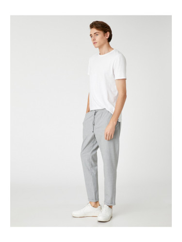 Koton Men's Clothing. Basic Woven Trousers with Tie Waist, Pocket Detailed